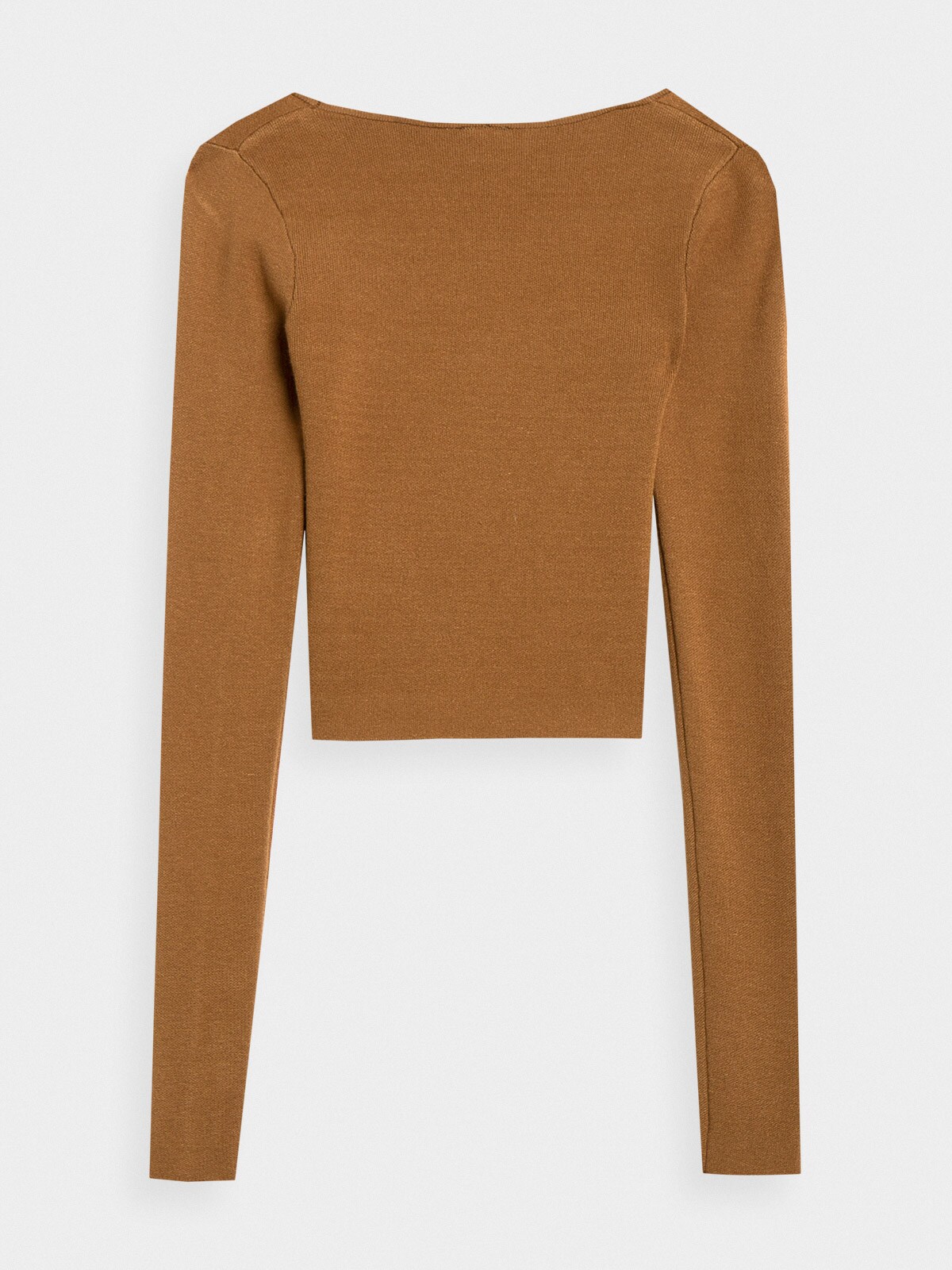 WOMEN'S SLIM CROP-TOP PLAIN LONGSLEEVE - 4FAW22TLONF092-81S - BROWN - SLIM  - SPORTSTYLE - 4F