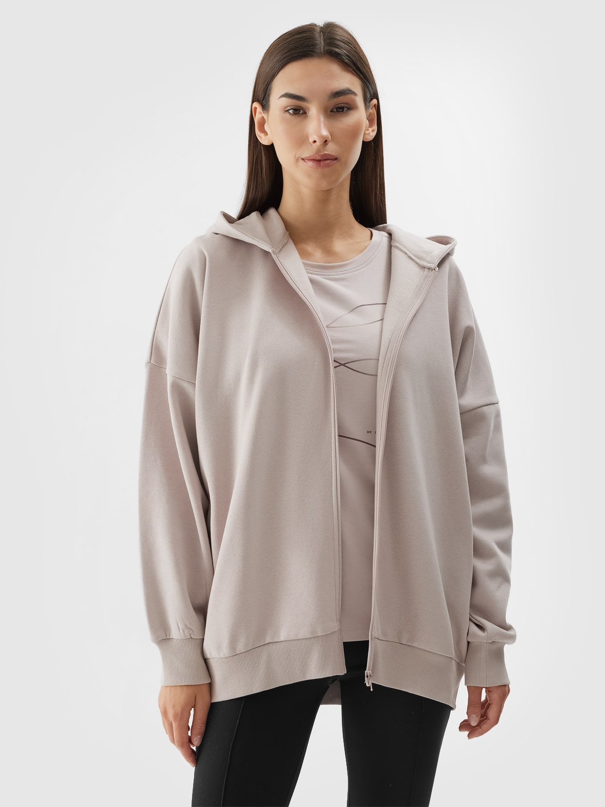 Women's zip-up hoodie - powder pink colour Powder pink | 4F: Sportswear and  shoes