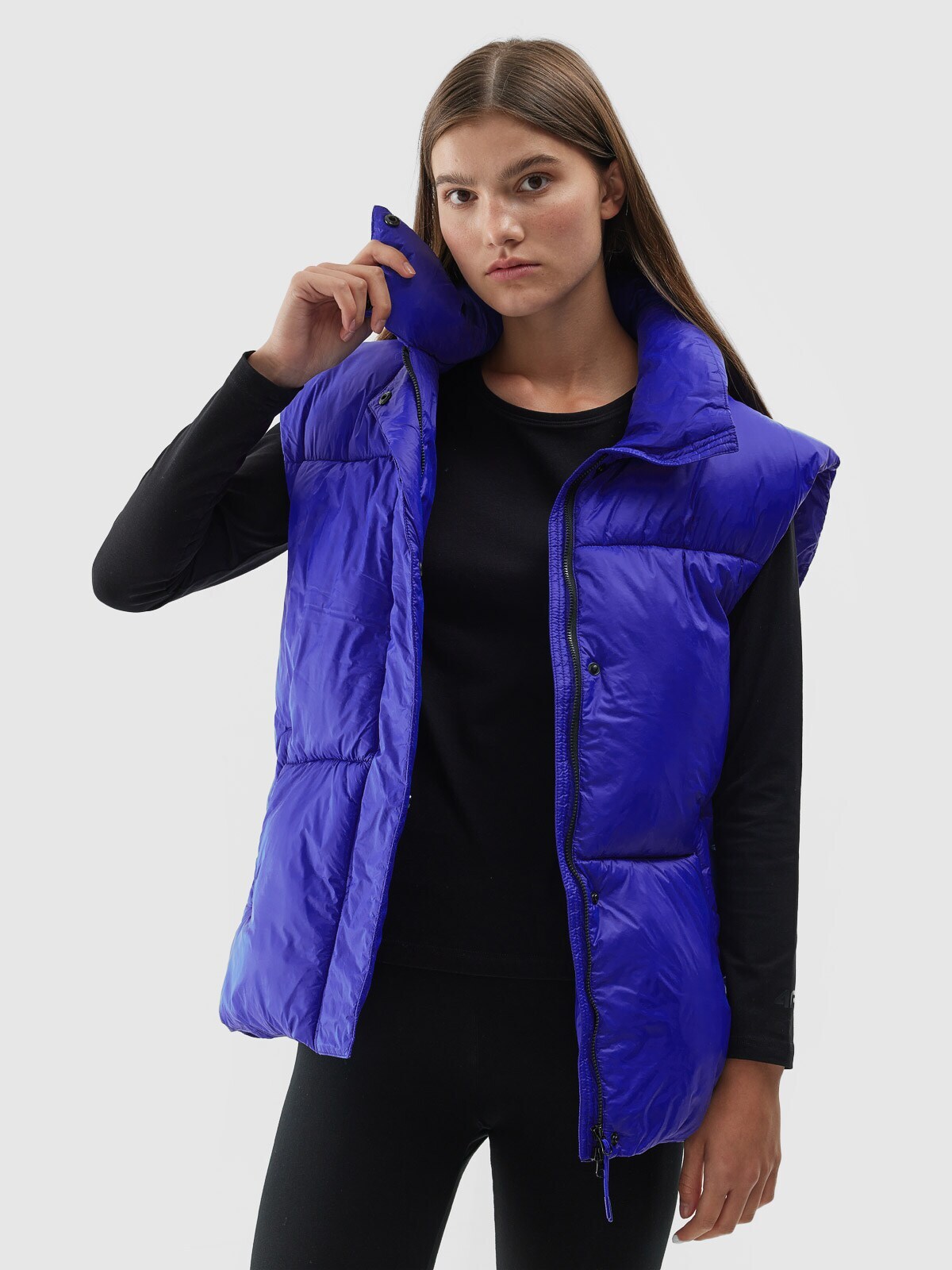 womens blue down vest