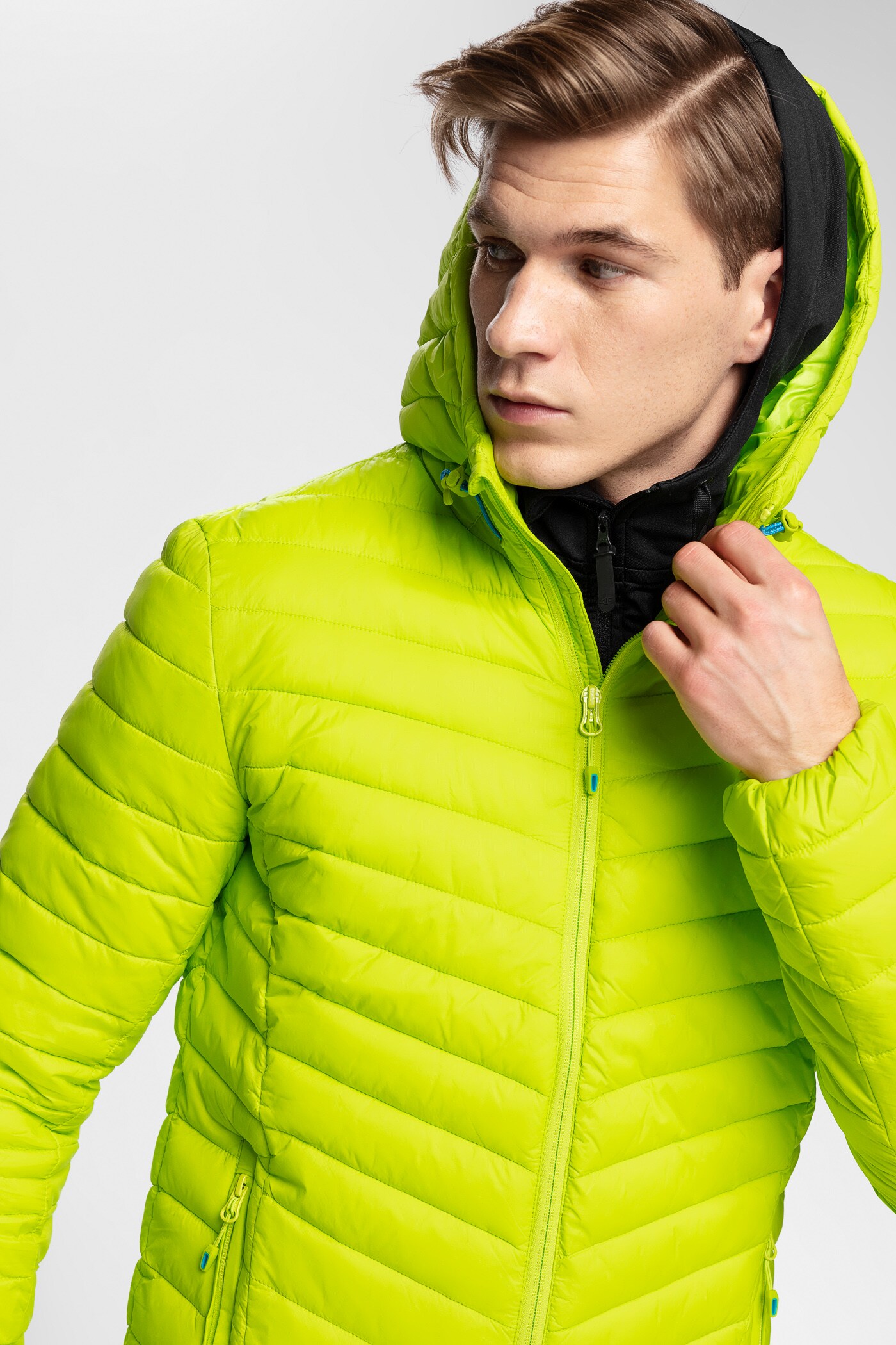 light green bubble coat