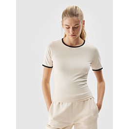 Women's plain T-shirt - cream | 4F: Sportswear and shoes