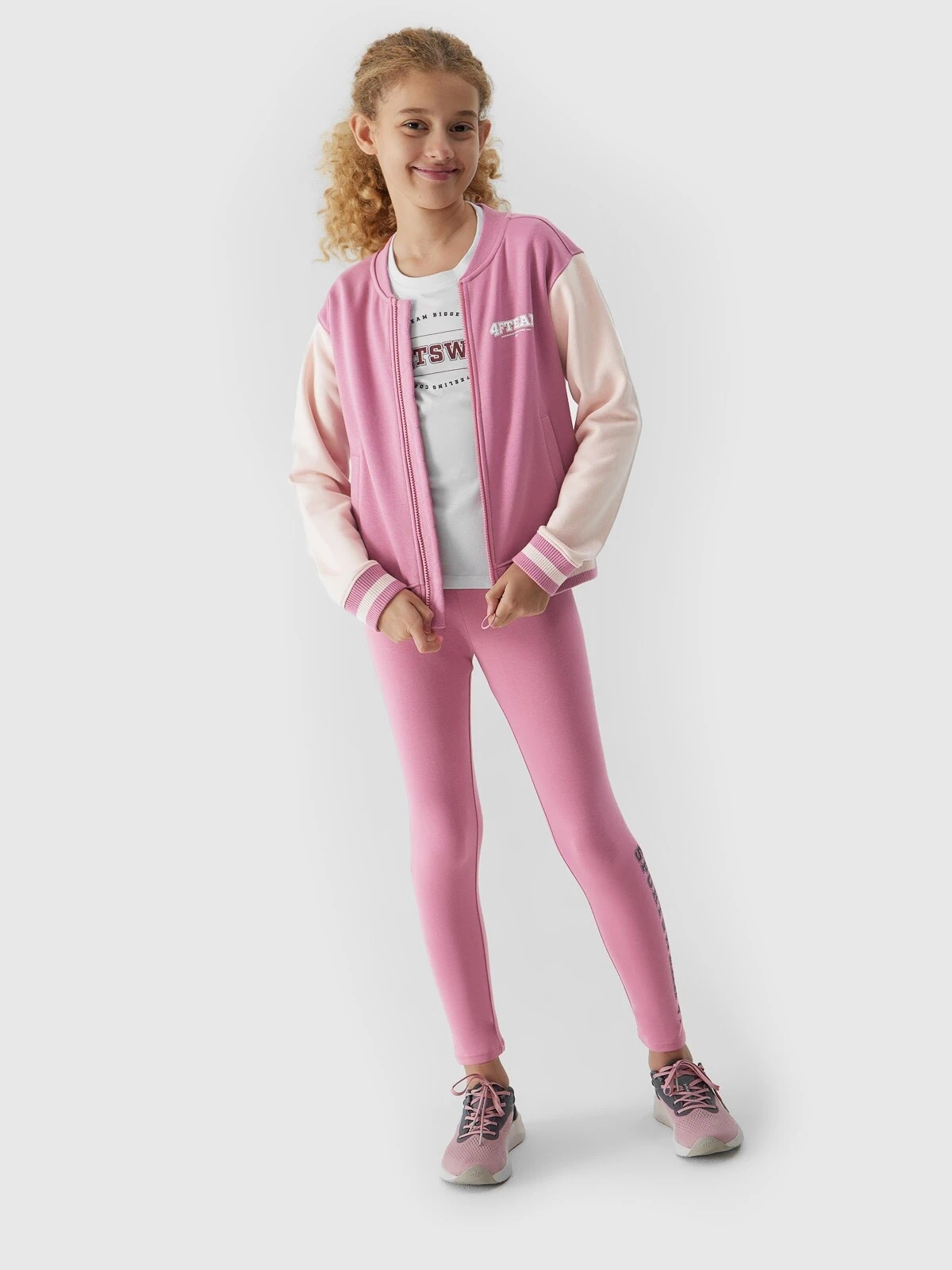 Girl's baseball bomber jacket - pink colour pink