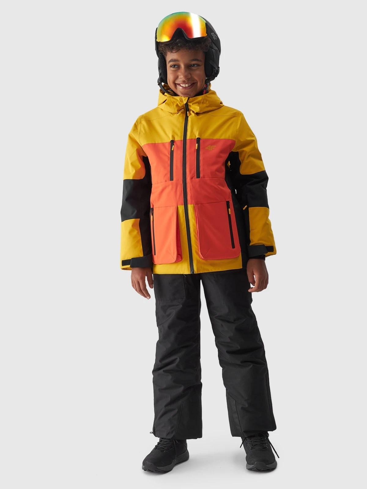 Boy s ski jacket 10000 membrane yellow 4F Sportswear and shoes