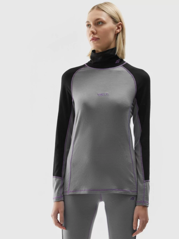 Women's thermal skitour underwear with Merino wool (top) - grey