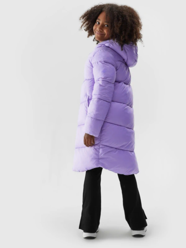 Girl's quilted down coat - purple | 4F: Sportswear and shoes