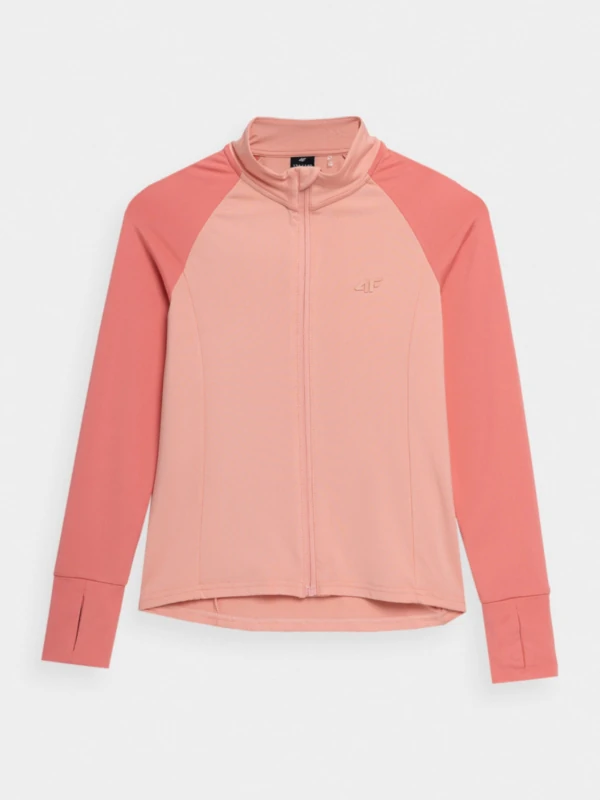 Girls' zip-up sports sweatshirt without hood