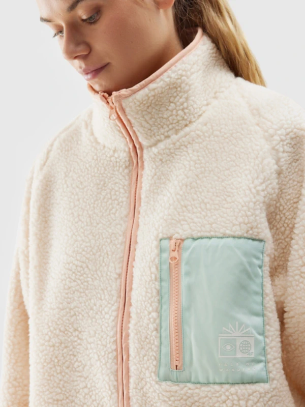 Universal Thread XL Sherpa Fleece Zip Jacket Cream Cinched Draw String  Waist